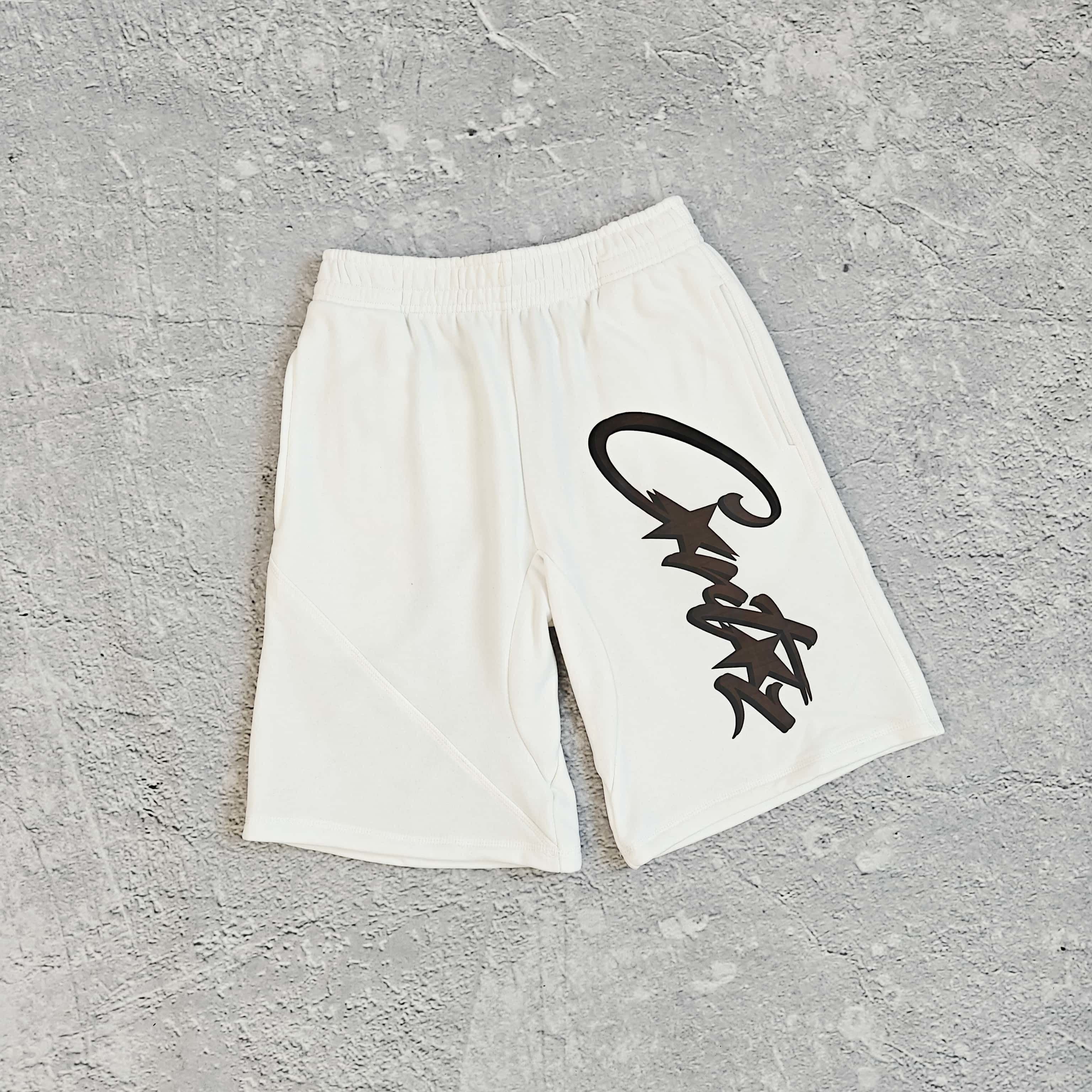 白色印花圆领卫衣短裤套装 - 饿 528757（GZ）