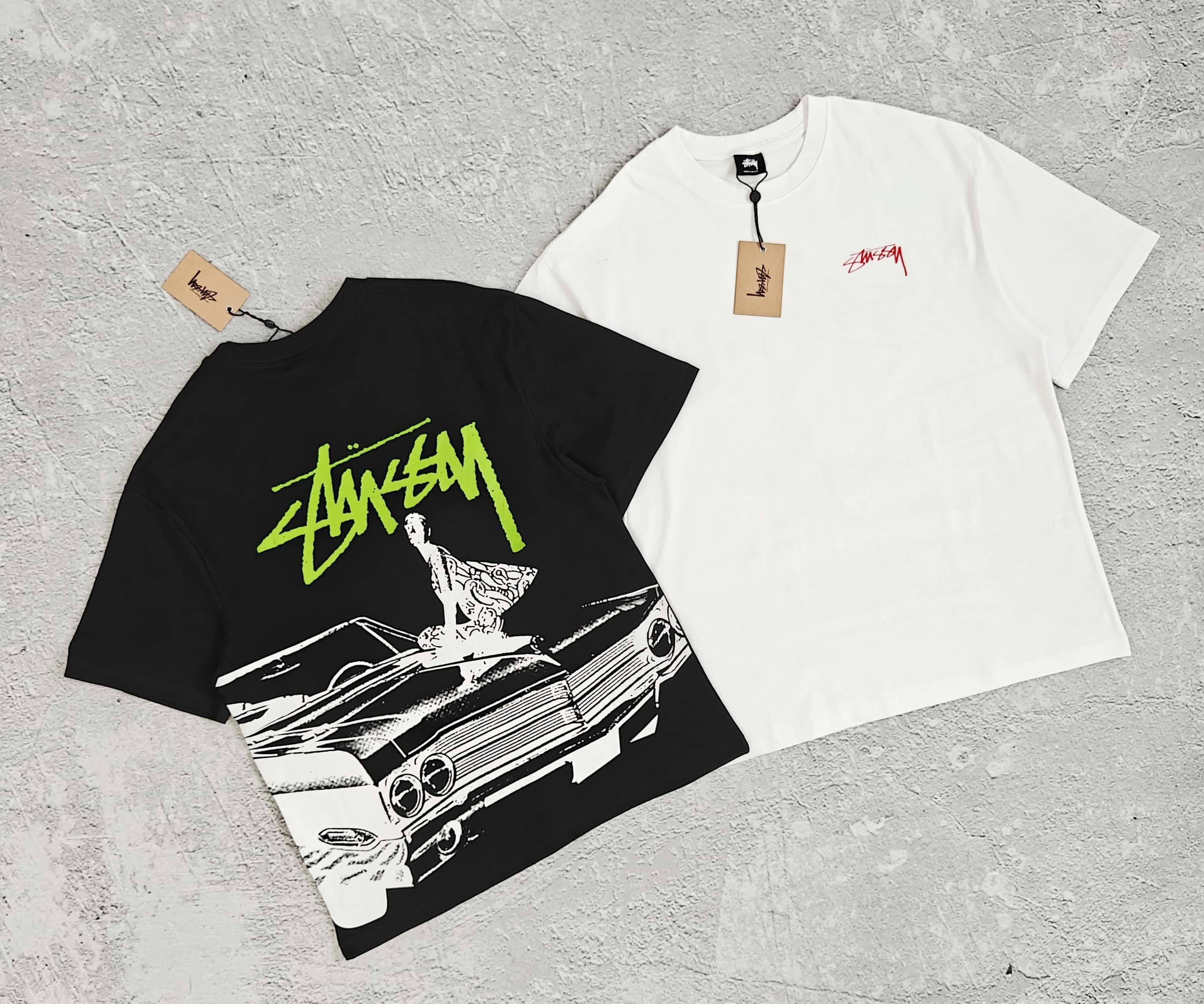 1to1reps T-Shirts fashion reps product 两色老爷车模特字母印花短袖T恤 - 西 