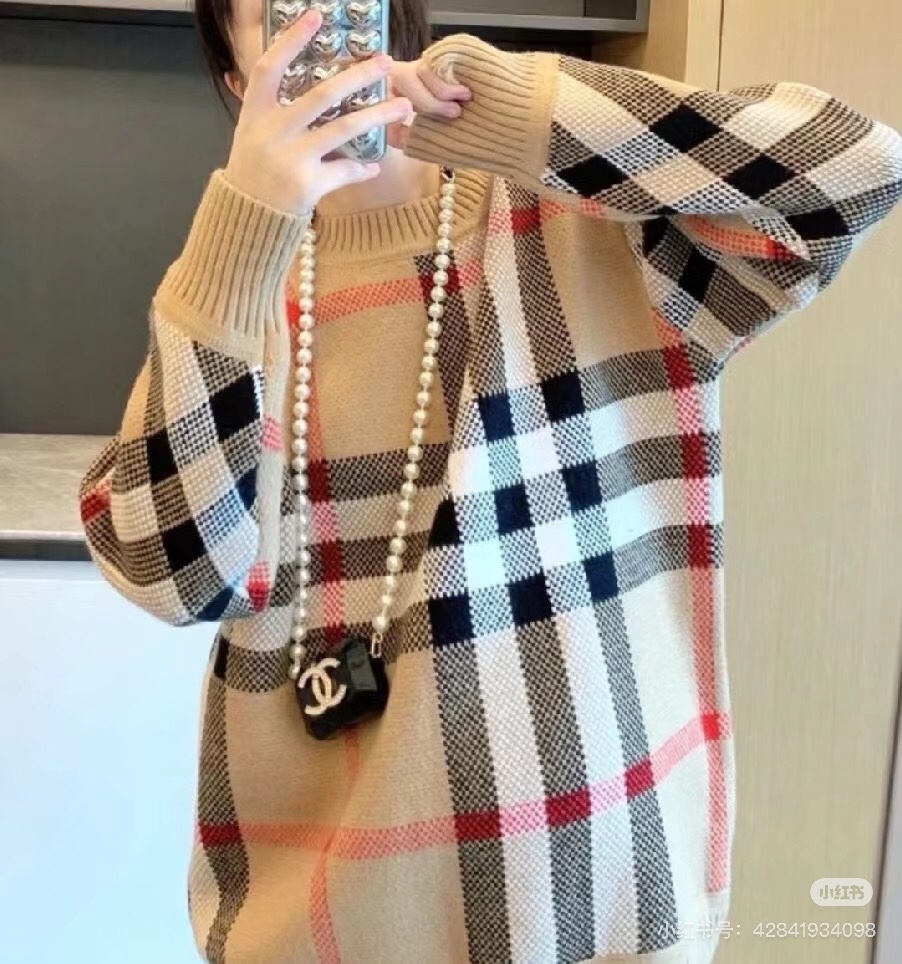 单色格子毛衣-博 886045