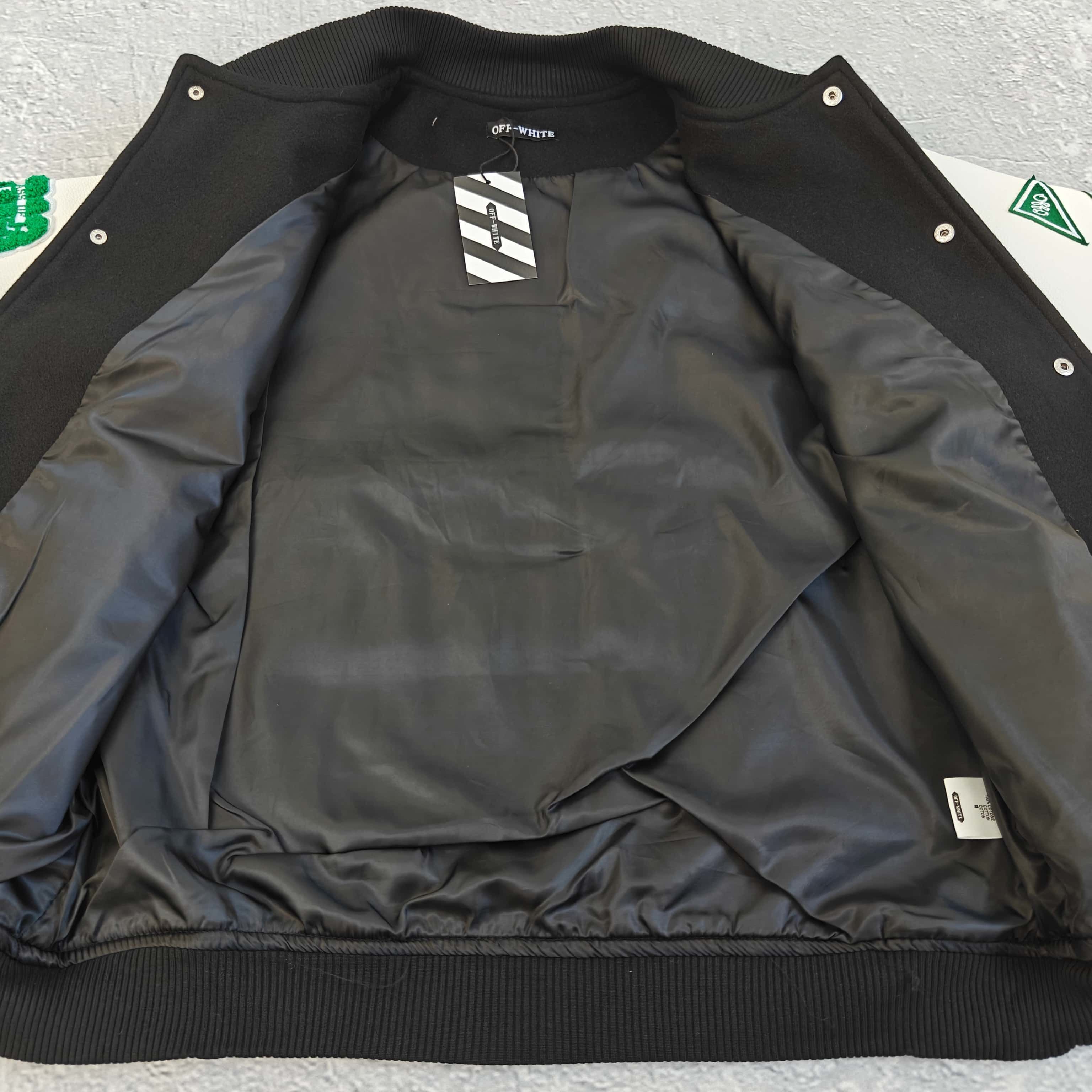 黑白拼接棒球服夹克外套 - 白 528833（ZN）