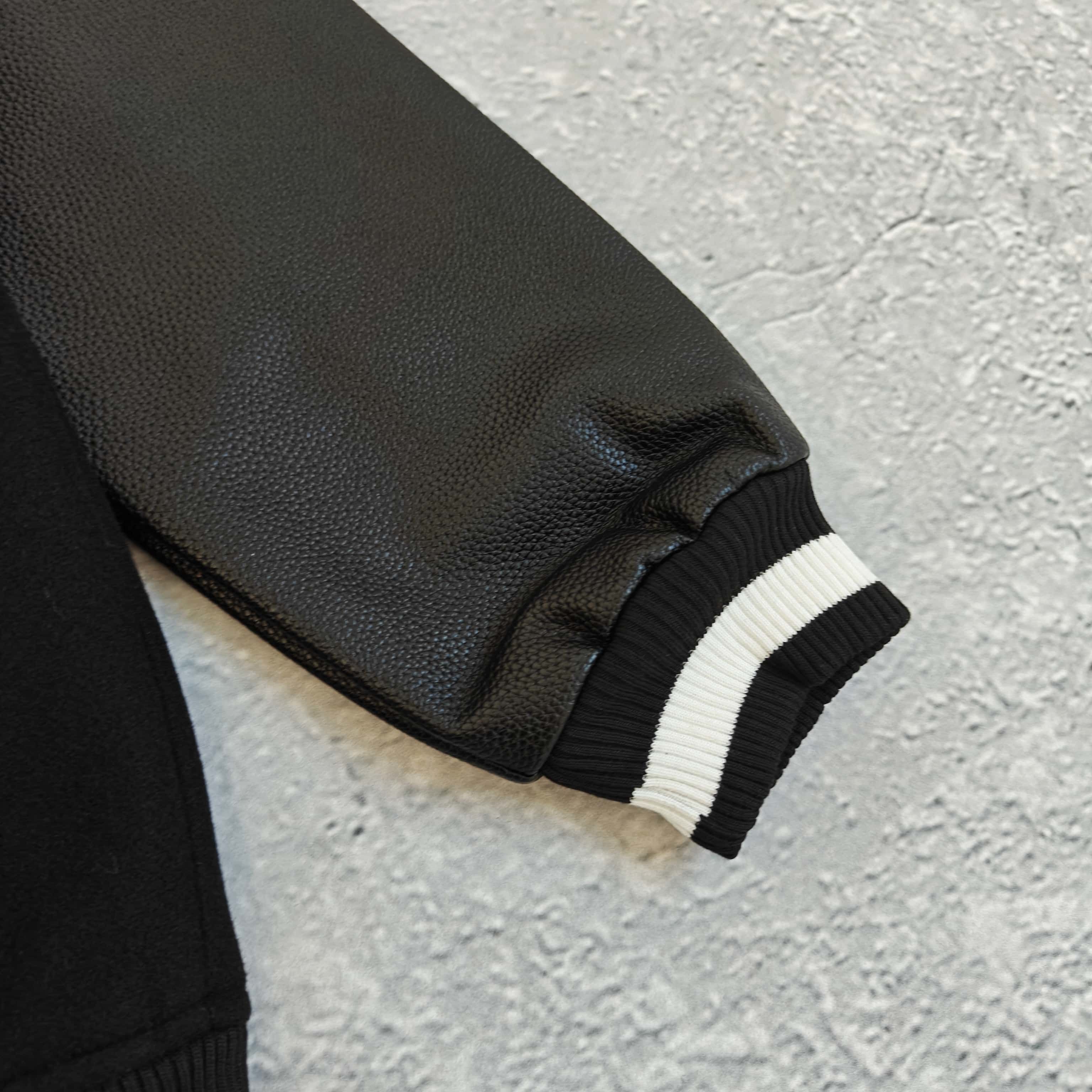 黑色拼接棒球服夹克外套 - 记 528837（ZN）