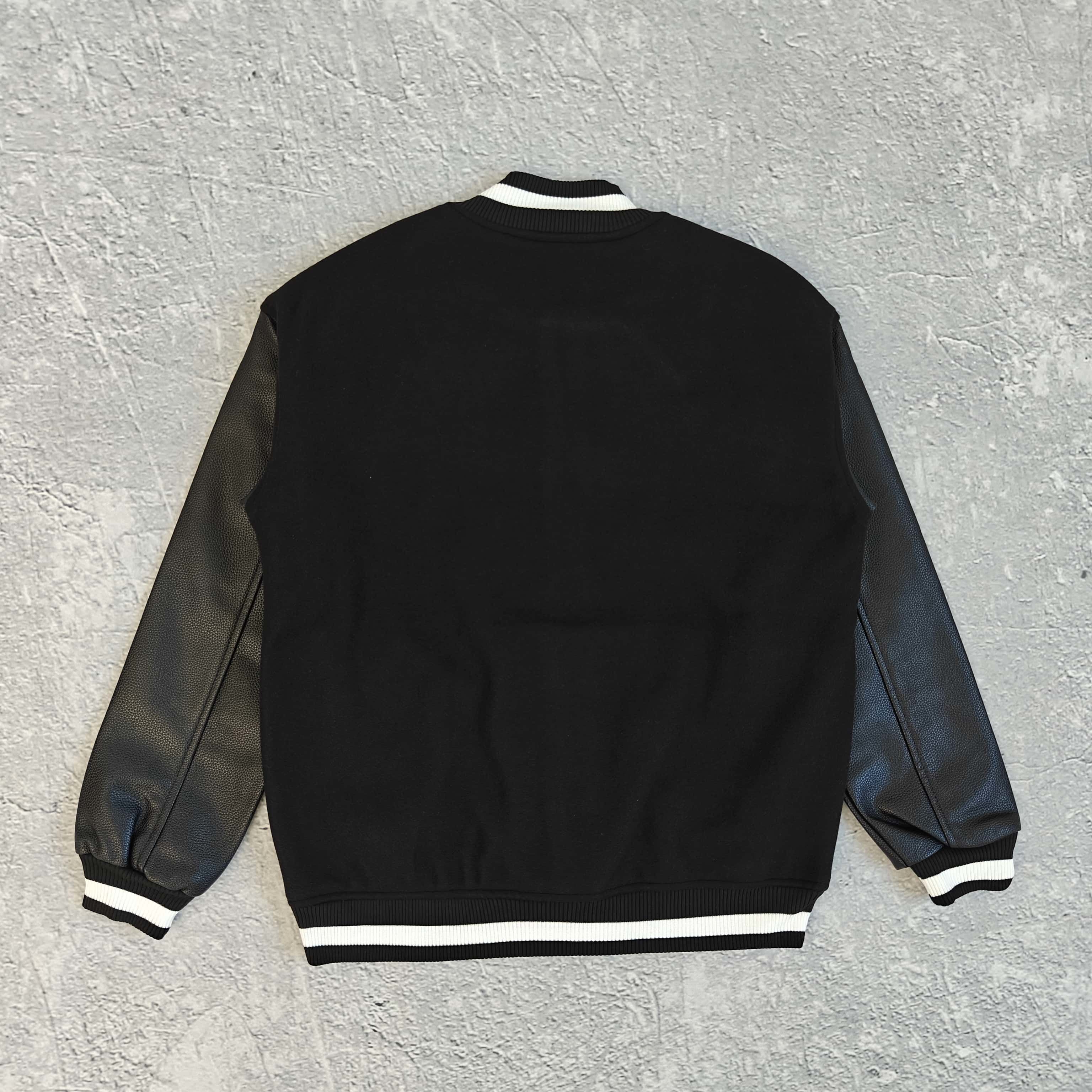 黑色拼接棒球服夹克外套 - 记 528837（ZN）