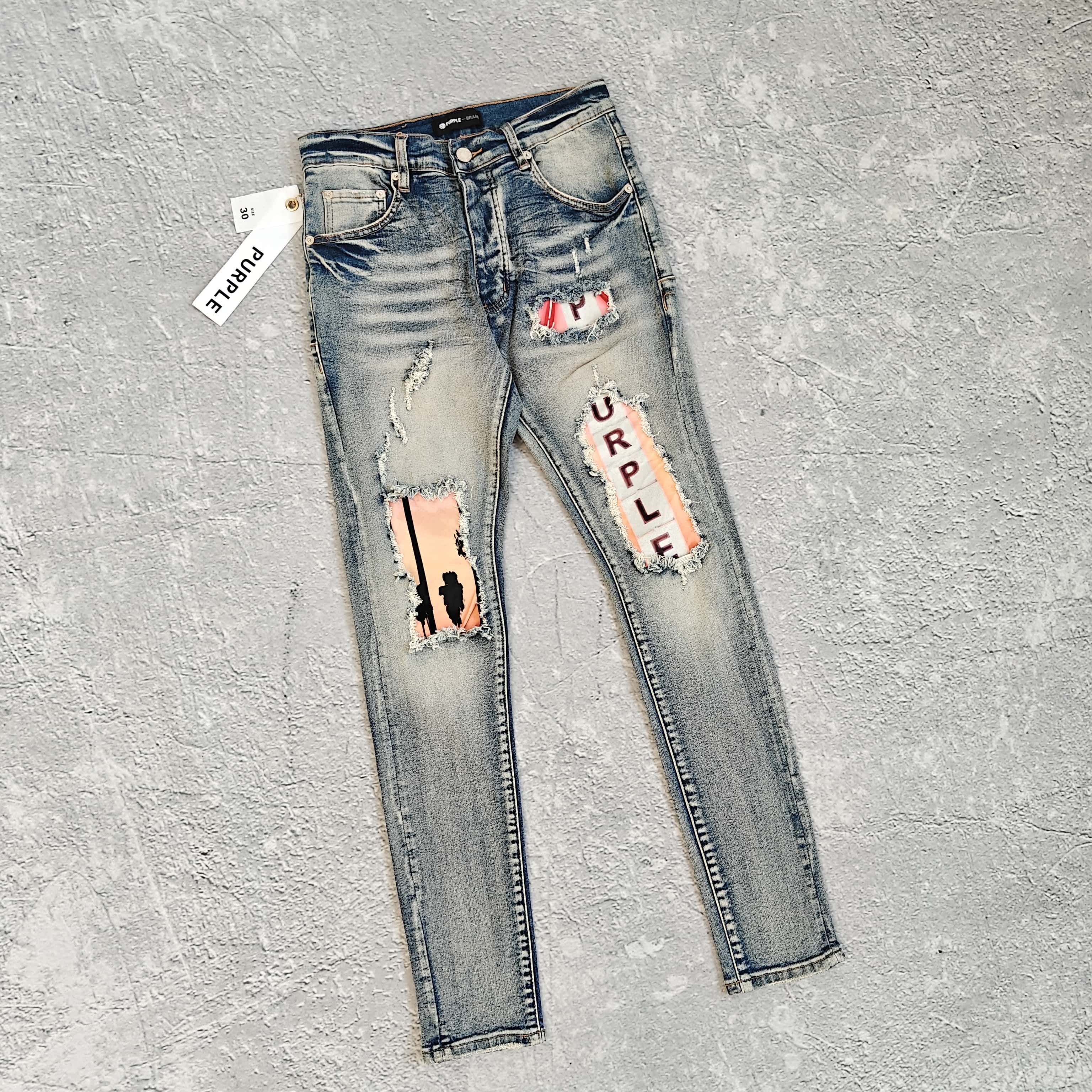 1to1reps Pants/Shorts fashion reps product 破洞印花弹力紧身牛仔裤- 珀 52863