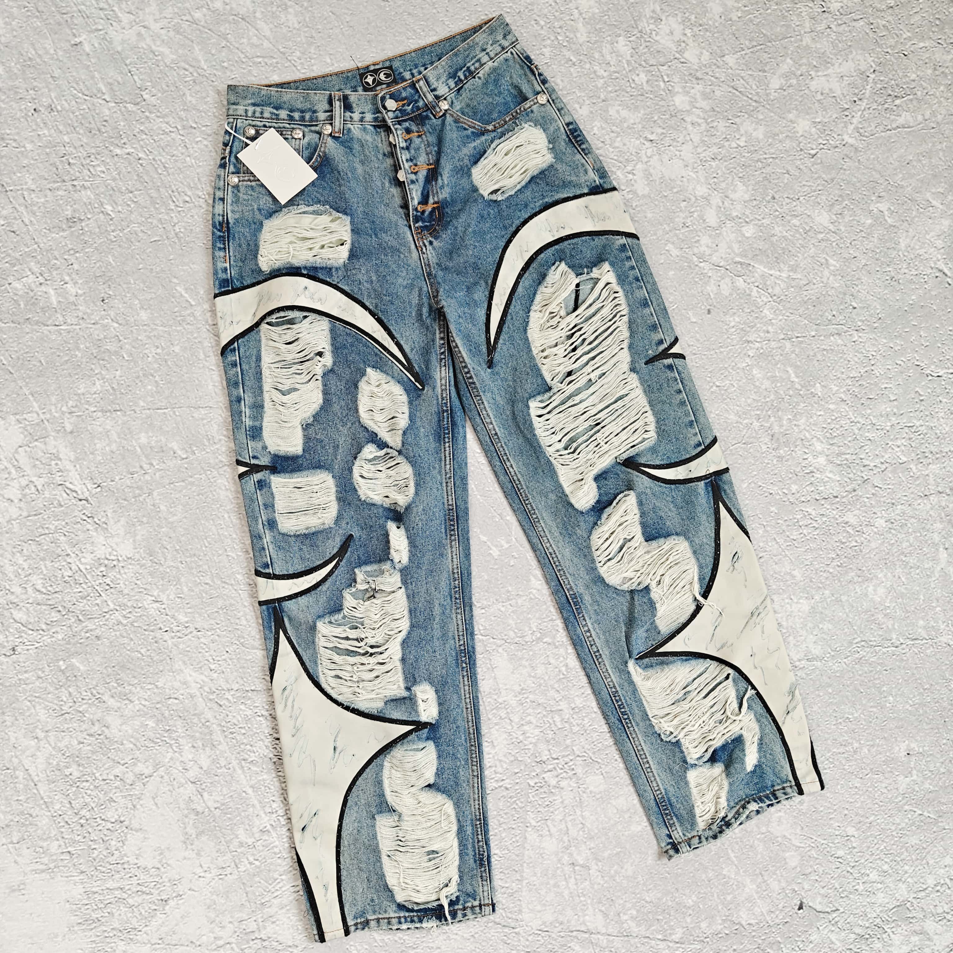 1to1reps Pants/Shorts fashion reps product 纽扣破洞拼接牛仔裤 - 踢 528374